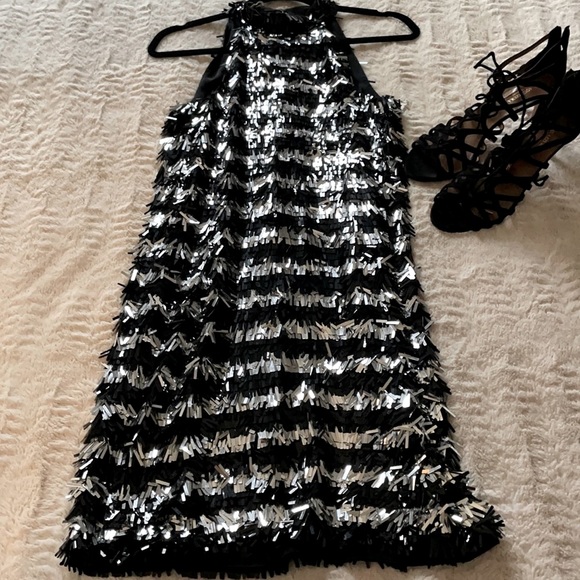NWOT Michael Kors Collection SZ: 2 Fringe Striped Halter dress size 2 - Picture 4 of 10